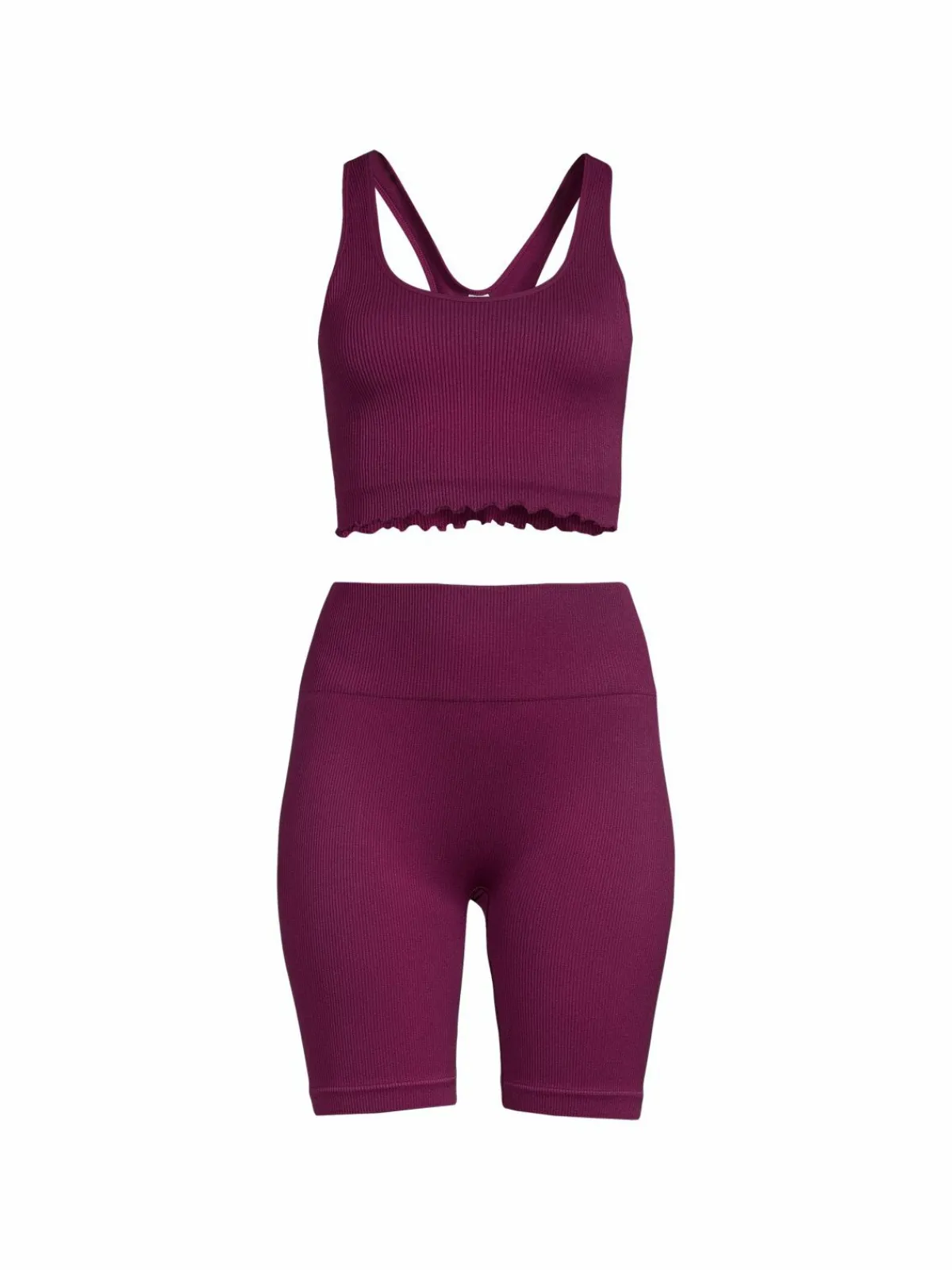 Women 90 Degree by Reflex 2-Piece Ribbed Crop Top & Shorts Set