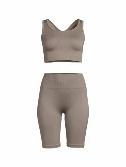 Women 90 Degree by Reflex 2-Piece Ribbed Seamless Tank Top & Shorts Set