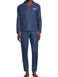 cavalli CLASS Loungewear, Sleepwear & Robes|2-Piece Solid Pajama Set Dark Blue