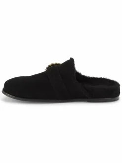 Stuart Weitzman Piper Chill Embellished Suede & Shearling Lined Mules