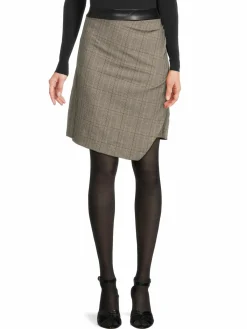 Women DKNY Plaid Faux Wrap Mini Skirt