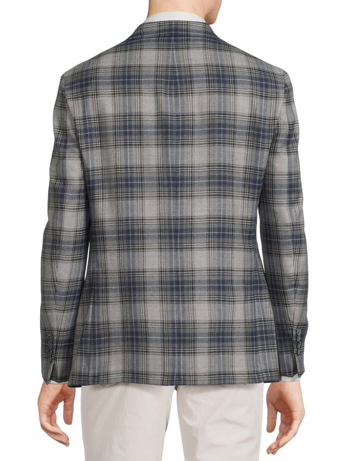 Tallia Blazers & Sportcoats|Plaid Flannel Wool Blend Blazer Grey Navy