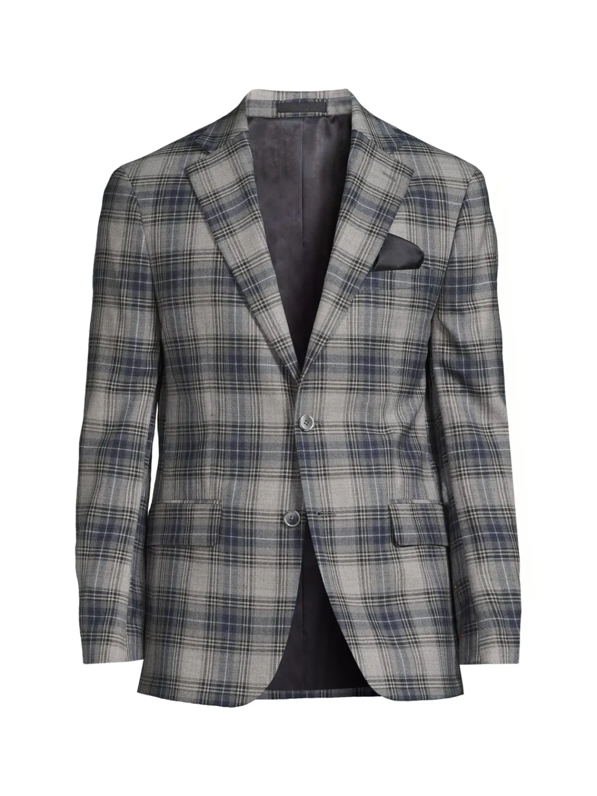Tallia Blazers & Sportcoats|Plaid Flannel Wool Blend Blazer Grey Navy