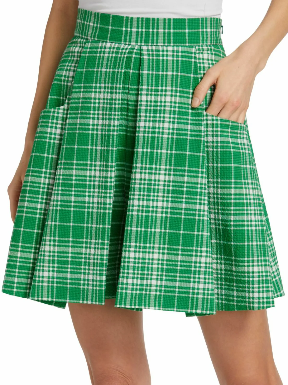 Women Lela Rose Plaid Seersucker Tucked Shorts