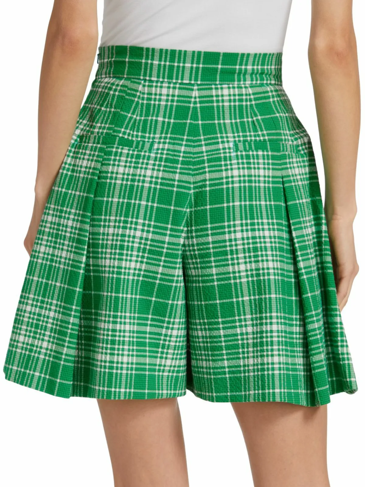Women Lela Rose Plaid Seersucker Tucked Shorts
