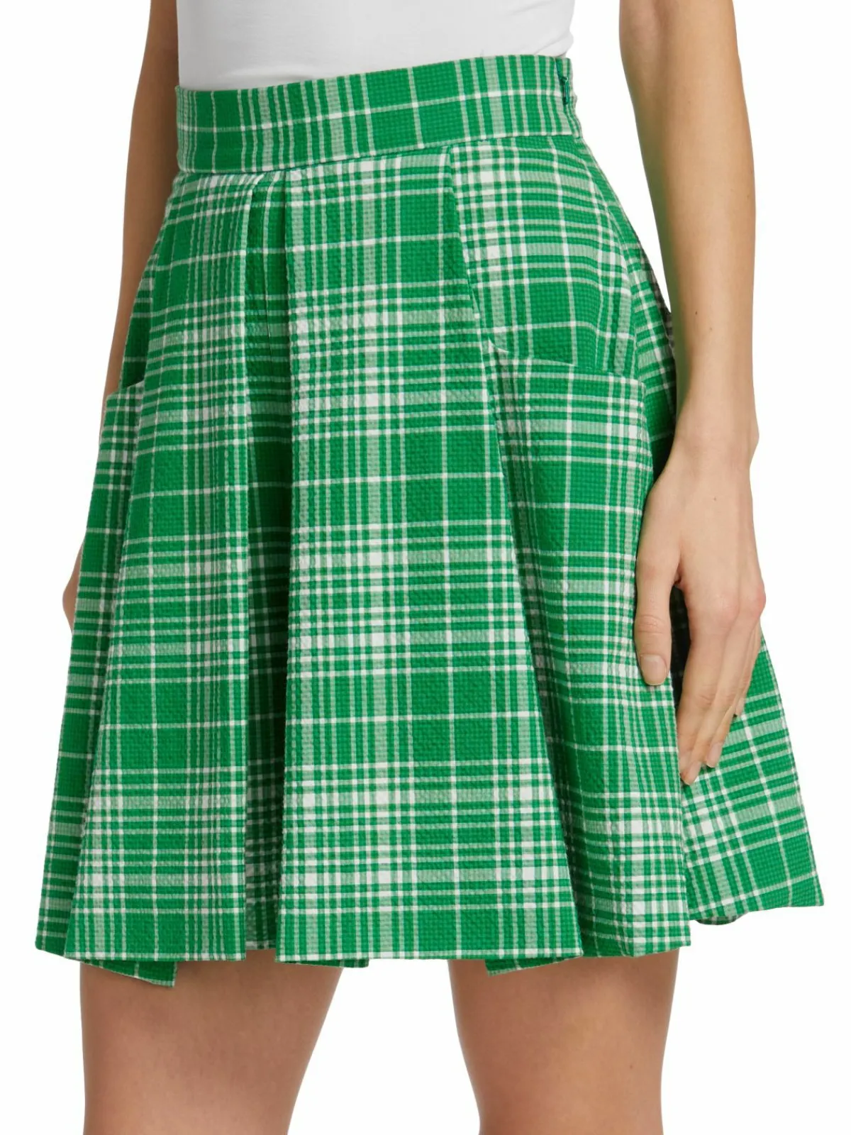 Women Lela Rose Plaid Seersucker Tucked Shorts