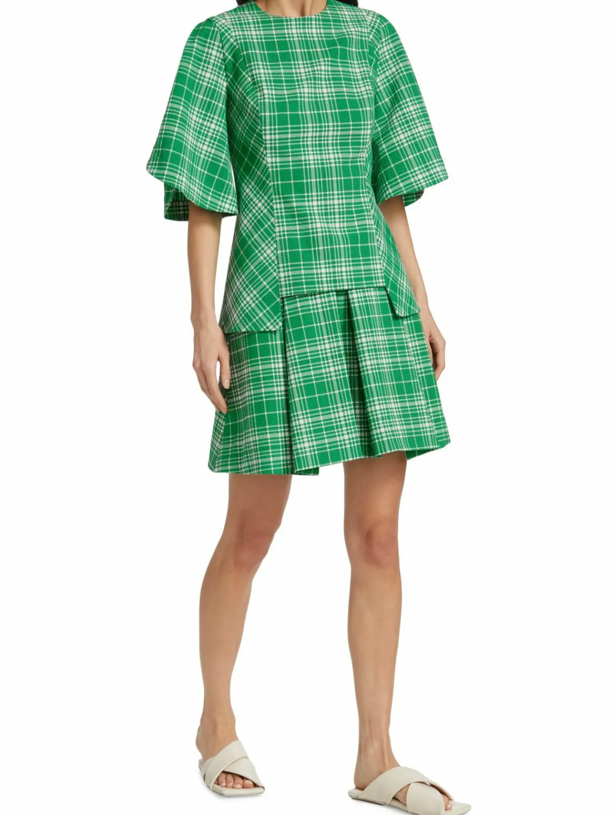 Women Lela Rose Plaid Seersucker Tucked Shorts
