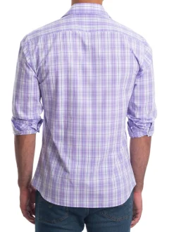 Jared Lang Casual Button-Down Shirts|Plaid Shirt Purple
