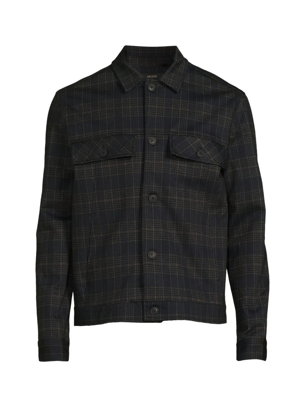 HEDGE Coats & Jackets|Plaid Shirt Jacket Black