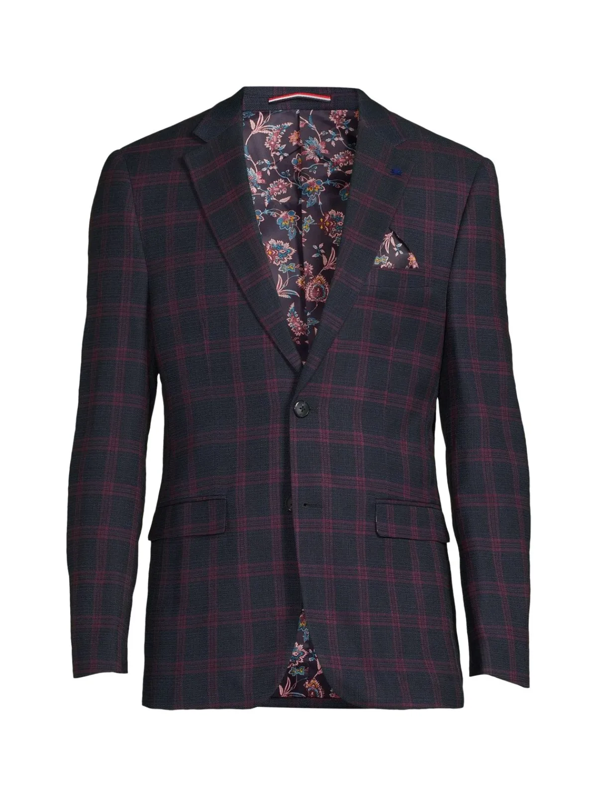 Soul of London Blazers & Sportcoats|Plaid Single Breasted Blazer Navy