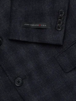 John Varvatos Star U.S.A. Blazers & Sportcoats|Plaid Single Breasted Wool Blend Blazer Charcoal