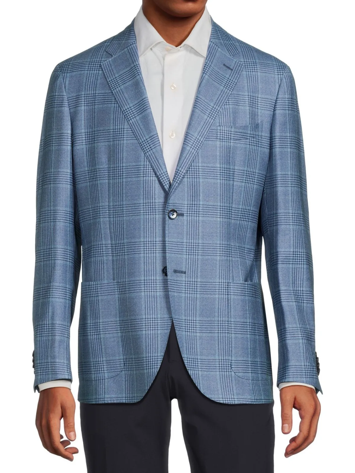 Lubiam Blazers & Sportcoats|Plaid Virgin Wool Sportcoat Turquoise