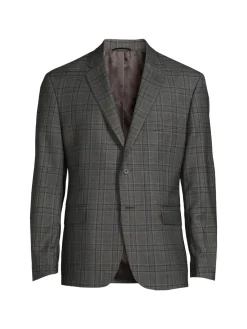 JB Britches Blazers & Sportcoats|Plaid Wool Blazer Grey