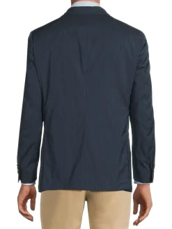 Samuelsohn Blazers & Sportcoats|Plaid Wool Blend Blazer Dark Blue