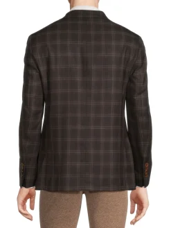 Tallia Blazers & Sportcoats|Plaid Wool Blend Blazer Brown