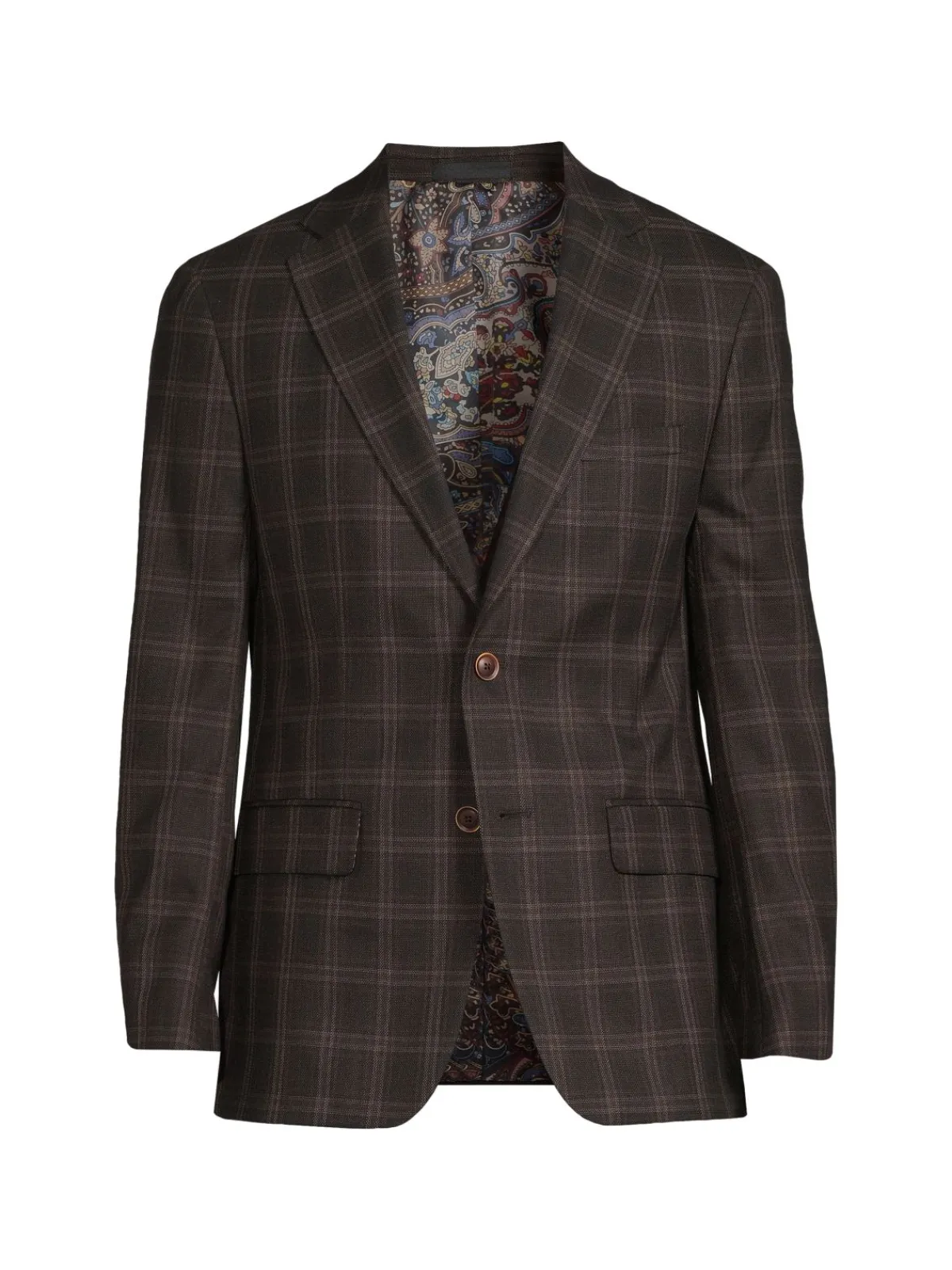 Tallia Blazers & Sportcoats|Plaid Wool Blend Blazer Brown