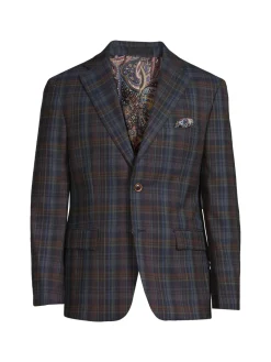 Tallia Blazers & Sportcoats|Plaid Wool Blend Sportcoat Navy Multicolor