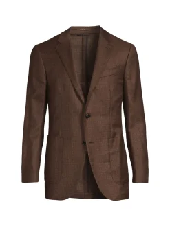 ZEGNA Blazers & Sportcoats|Plaid Wool Sportcoat Brown