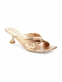 Stuart Weitzman Playa 50 Knot Metallic Leather Sandals
