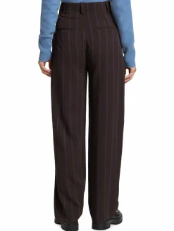 Women Vince Pleated Stripe Twill Wide-Leg Trousers