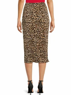Women Renee C. Plisse Leopard Midi Skirt