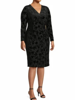 Women Calvin Klein Plus Floral Sheath Faux Wrap Dress