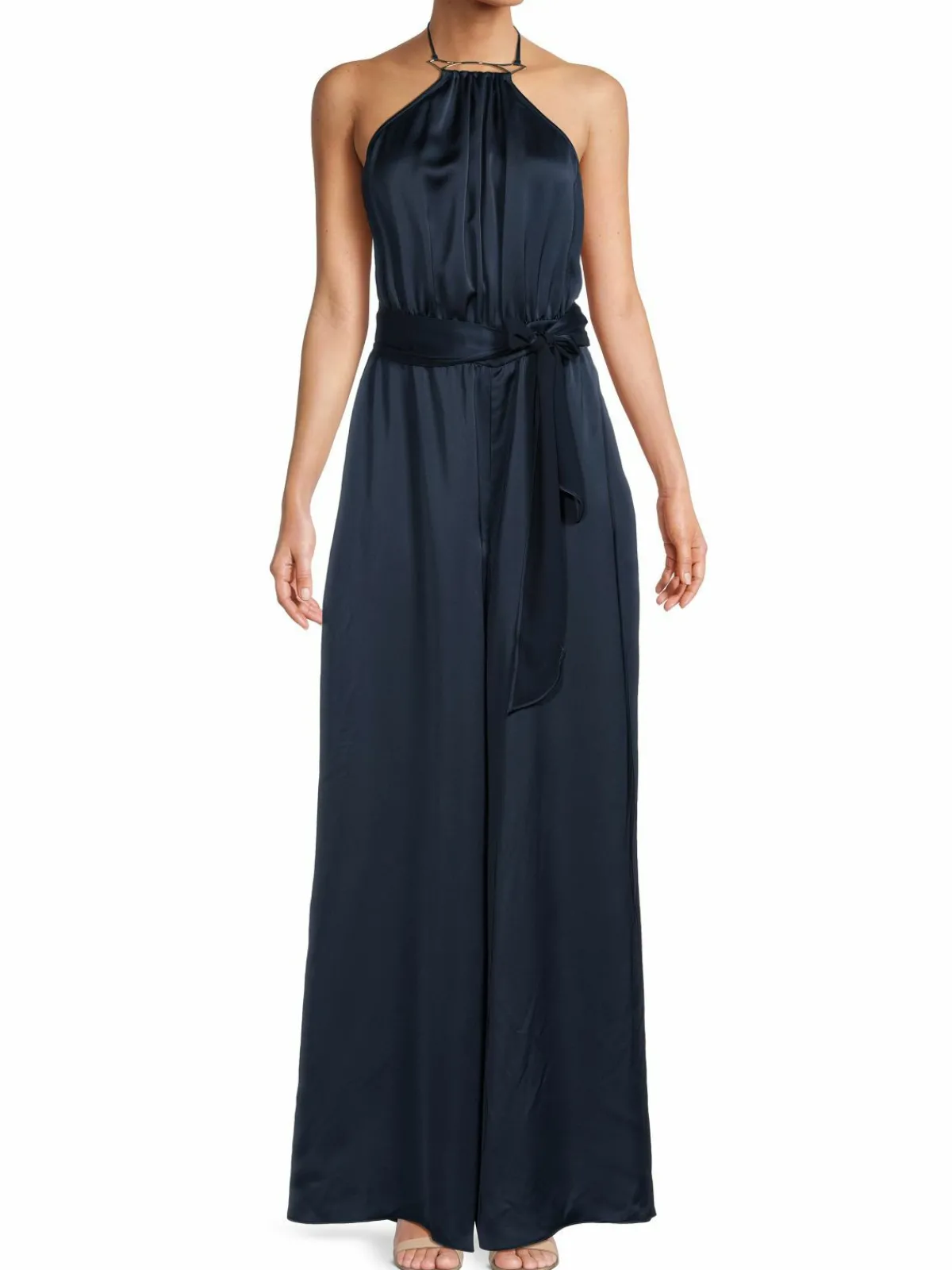 Women Ramy Brook Pluto Halterneck Open Back Satin Jumpsuit