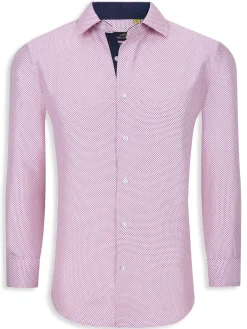 Azaro Uomo Casual Button-Down Shirts|Polka Dot Print Shirt Light Pink