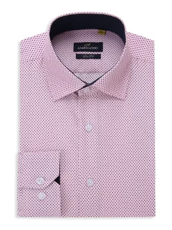 Azaro Uomo Casual Button-Down Shirts|Polka Dot Print Shirt Light Pink