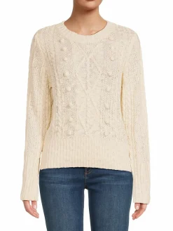 Women Renee C. Pom Pom Cable Sweater