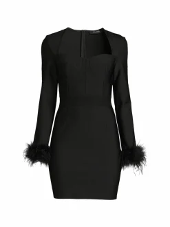 Women CAARA Pomare Ostrich Feather Mini Sheath Dress
