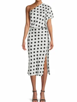 Women Renee C. Print One Shoulder Midi Blouson Dress