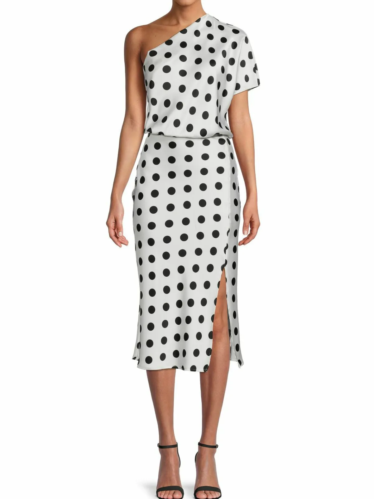 Women Renee C. Print One Shoulder Midi Blouson Dress