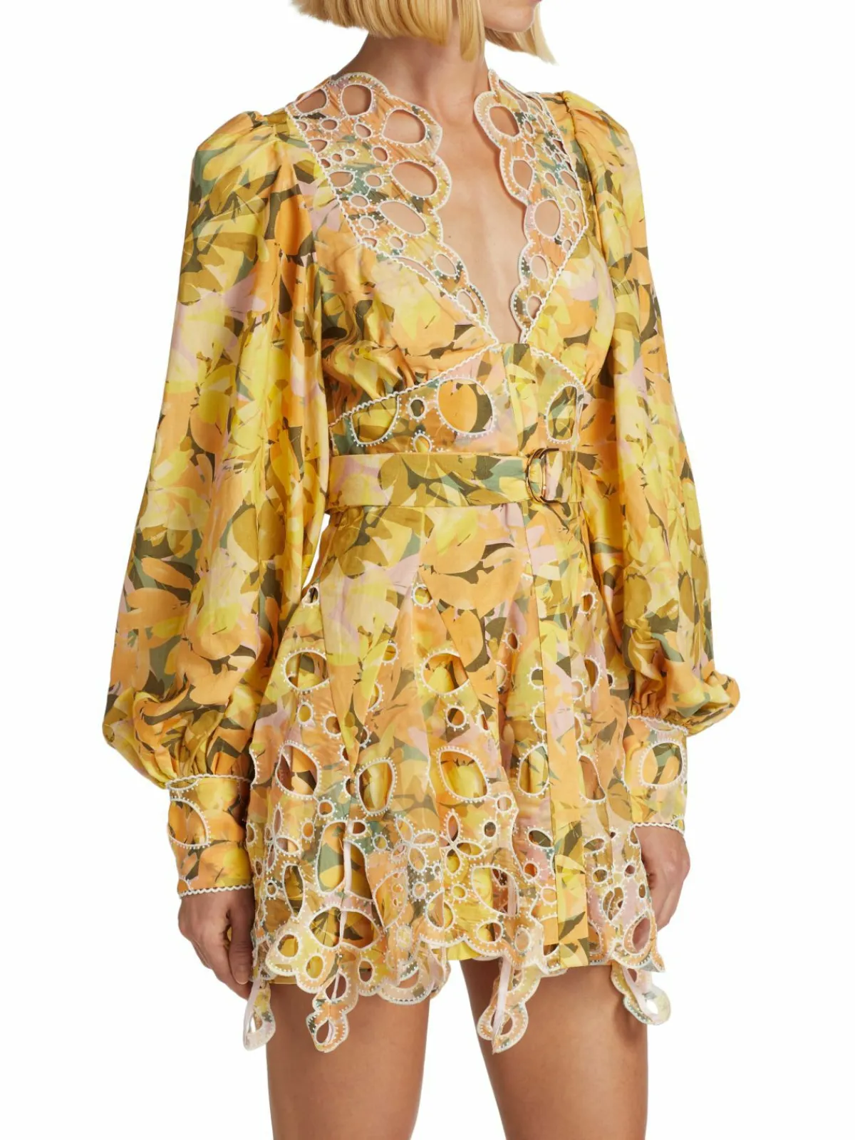 Women Acler Printed Eyelet Embroidered Minidress