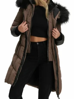 Women NOIZE Priya Faux Fur Trim Quilted Parka
