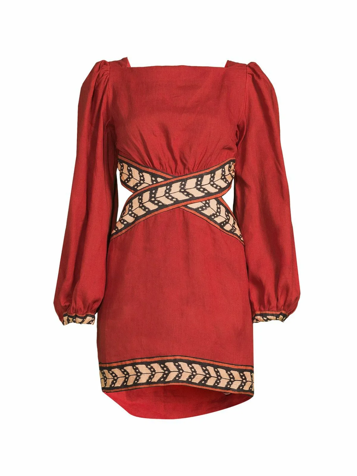Women Johanna Ortiz Puff Sleeve Linen Sheath Mini Dress