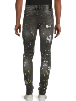 Cult Of Individuality Jeans|Punk High Rise Distressed & Painted Super Skinny Jeans Burst Grey
