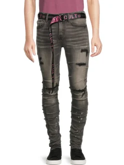 Cult Of Individuality Jeans|Punk Nomad Belted Skinny Jeans Grey