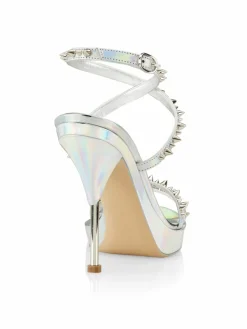 Alexander McQueen Punk Stud Metallic Leather Ankle Strap Sandals