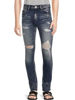 Cult Of Individuality Jeans|Punk Super Skinny Distressed Jeans Blue Streak