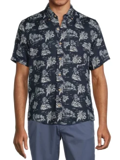 Tailor Vintage Casual Button-Down Shirts|Puretec Cool Print Linen Shirt
