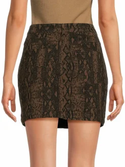 Women English Factory Python Print Denim Mini Skirt