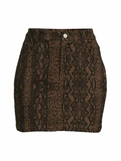 Women English Factory Python Print Denim Mini Skirt
