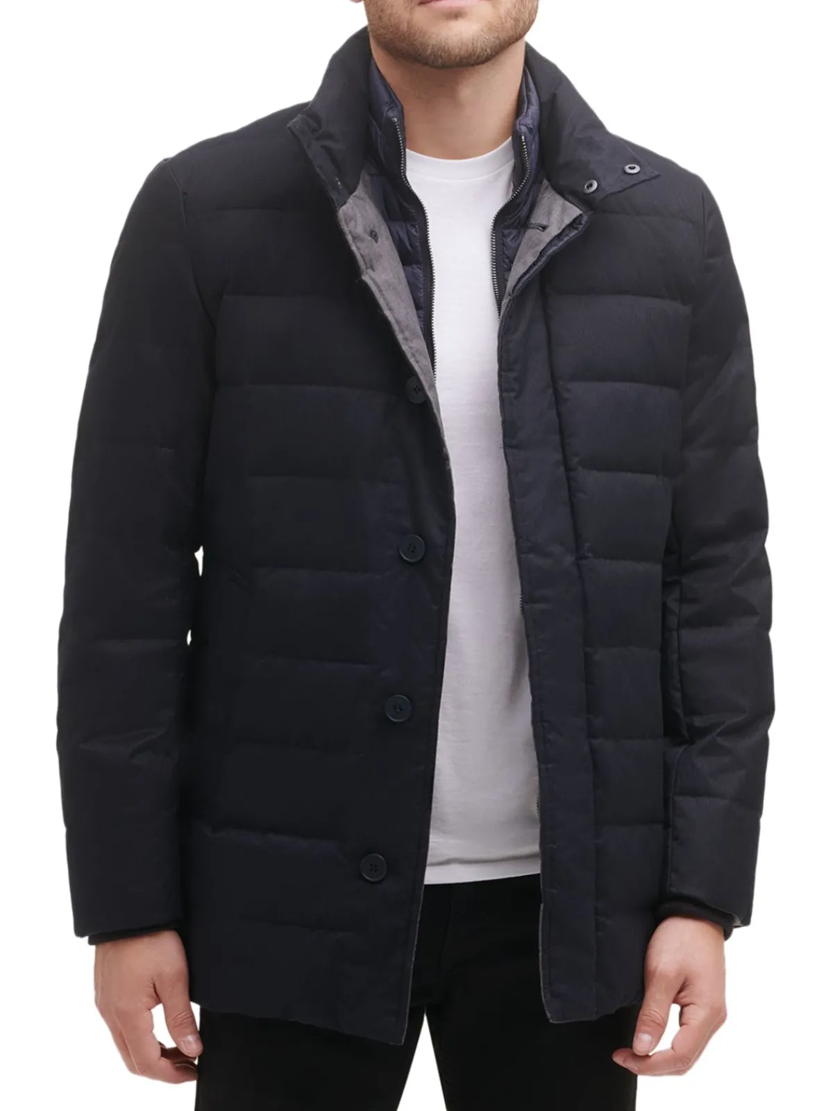 Cole Haan Linen|Quilted Flannel Down Jacket