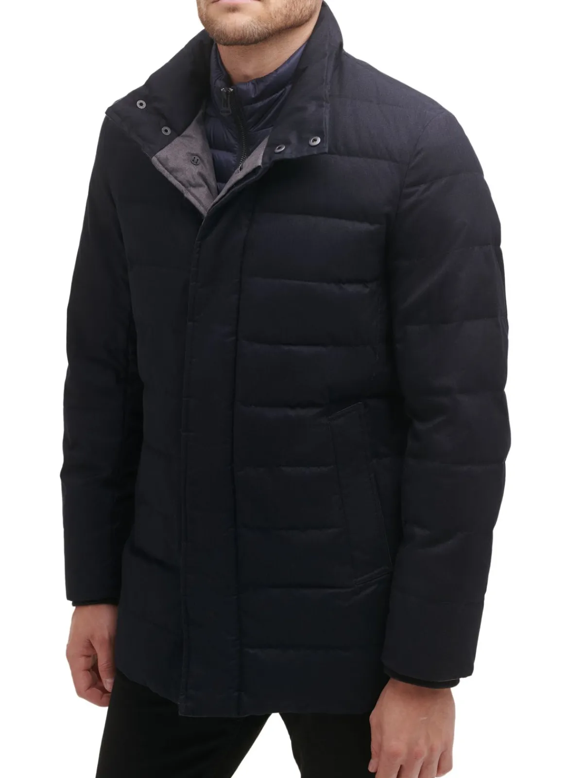 Cole Haan Linen|Quilted Flannel Down Jacket