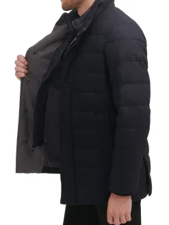Cole Haan Linen|Quilted Flannel Down Jacket
