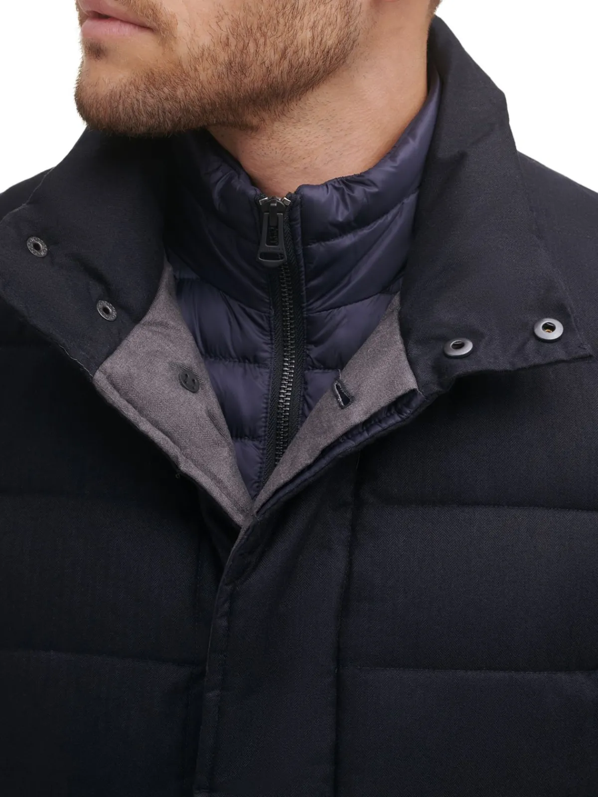 Cole Haan Linen|Quilted Flannel Down Jacket