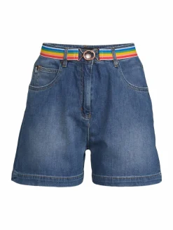 Women Love Moschino Rainbow Belt Denim Shorts