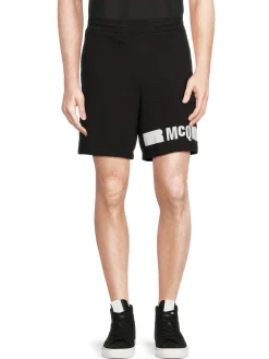 McQ Alexander McQueen Shorts|Redacted Logo Flat Front Shorts Darkest Black