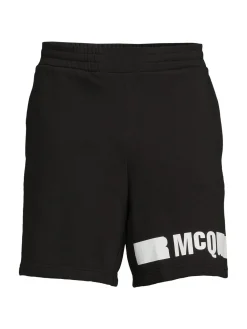 McQ Alexander McQueen Shorts|Redacted Logo Flat Front Shorts Darkest Black